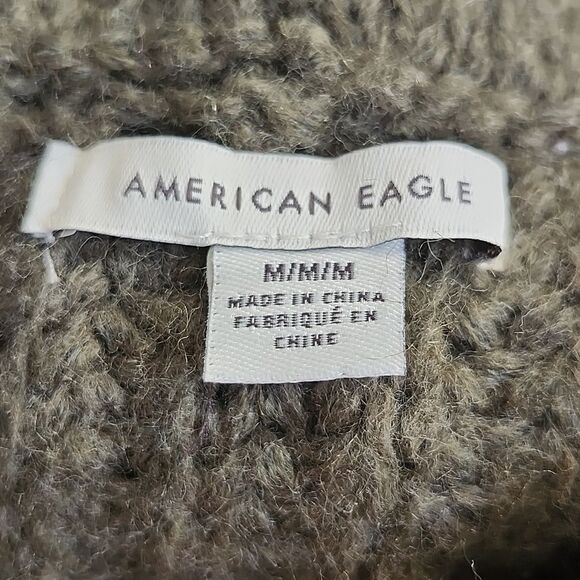 American Eagle cable knit slightly cropped sweater, deep olive green, M - Picture 6 of 11